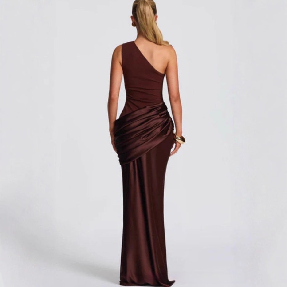 Bordeaux One-Shoulder Maxikleid – Eleganter Look für Gala & besondere Anlässe