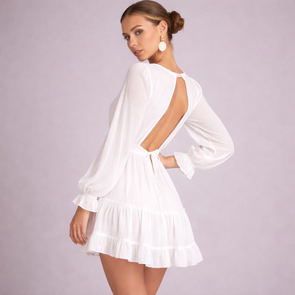 Soft Sage Ruffle  Mini Dress